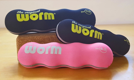 The Original Worm is the portable, full body massage roller that combines the benefits of therapy balls with a foam roller.  Great to massage neck pain, back pain, foot pain, plantar fasciitis, IT band, glutes, calves.  Use for travel.